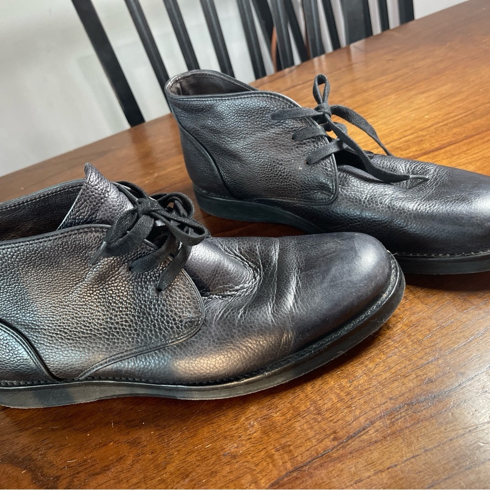 Men's Black Leather Lace-Up Chukka Boots